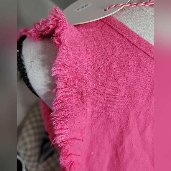 Umgee Linen Frayed Ruffle Hem Dress Size Medium - Picture 5 of 5